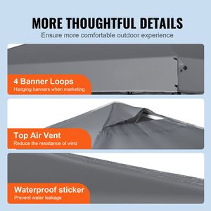 Tenda a baldacchino pop-up 3x3 m con telo in PU argentato 250D, borsa da trasporto, 4 sacchi di sabbia, riparo solare impermeabile - Product Image 6