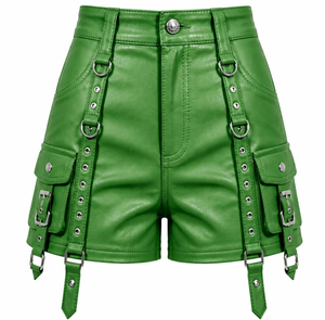 Different Color High Waist Printed Leather Shorts Women's Fashion Moto Style <b>Fringe</b> Quick Dry Breathable Drawstring Regular - Product Image 3
