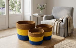 Nouveau modèle de panier de rangement en jute tissé rayé écologique, 1 couche, capacité de 6 à 10 L, couleur et design personnalisés, organiseur de vêtements - Product Image 3