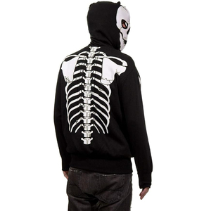 Sudadera con capucha y cremallera completa con estampado de esqueleto personalizado, 100% algodón, gruesa, de invierno, unisex, transpirable, de secado rápido, forro polar ecológico - Product Image 4
