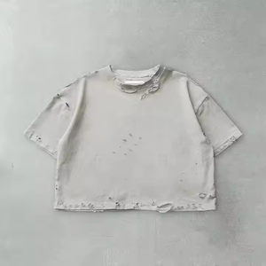 Camiseta Oversize Distressed de Algodón 100% para Hombre, Estilo Vintage Lavado, con Bordado y Gráficos Personalizados para Fabricantes de Ropa Urbana - Product Image 5