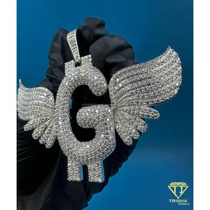Winged "G " Letter Pendant <b>Iced</b> Out Hip Hop Necklace Bling <b>Chain</b> Gold Tone Fashion Jewelry Gift For Men Women - Product Image 5