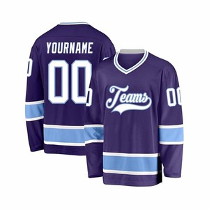 Maillot de hockey sur glace personnalisé par sublimation, nom et numéro personnalisés, vêtements d'équipe, manches longues, col en V, pour hommes adultes - Product Image 4