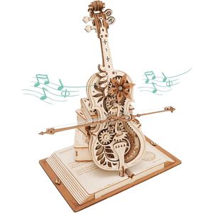 Kit de Construcción de Caja de Música de Madera 3D a Escala 1:5, Modelo de Violonchelo de 199 Piezas para Adultos, Regalo de Escritorio para Hombres y Mujeres, Rompecabezas de Afición para Adultos - Product Image 1