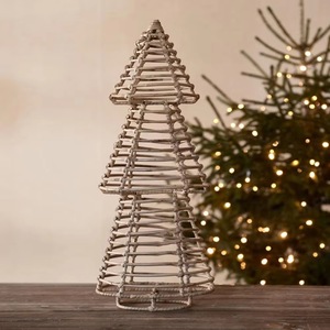 Woven Natural Rattan <b>Christmas</b> <b>Tree</b> Handmade 3-Tier Conical Tabletop Holiday <b>Decor</b> Ornament - Product Image 3