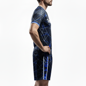 Custom Sublimated Soccer Jersey Set Unisex V-Neck Short Sleeve Geometric Print Player Name Moisture Wicking Garment Dyed - Product Image 4