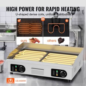 Piastra Elettrica Commerciale in Acciaio Inox 4400W, Griglia da Banco con Superficie Piatta, Temperatura Regolabile 122-572°F, 28.74 X 15.75 X 0.39 Pollici - Product Image 3