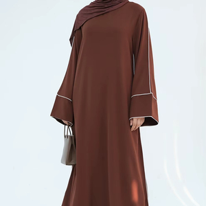 Luxurious Women Kaftan Abaya Dress Handmade Turkish Floor Length Long Sleeve Soft Breathable Polyester Floral Loose Fit - Product Image 1