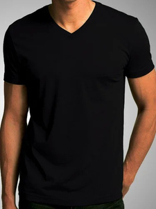 Camiseta Básica Lisa con Cuello en V para Hombre, Impresión de Logotipo Personalizado, 100% Algodón, Ecológica, de Secado Rápido, Tejido de Lana, Color y Talla Personalizables - Product Image 3