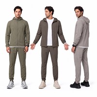 Производитель спортивных костюмов OEM: мужской комплект из 2 предметов (куртка с капюшоном на молнии и брюки-джоггеры), с возможностью нанесения логотипа, облегающий крой, оптом.