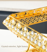 Réchaud de buffet en acier inoxydable, motif dentelle dorée, de luxe, à alcool, avec couvercle rond suspendu, pour hôtels et restaurants, style luxe léger