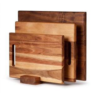 Ensemble de 3 planches à découper en bois d'acacia de luxe au design moderne pour la cuisine, avec poignée, qualité supérieure, vente en gros - Product Image 1