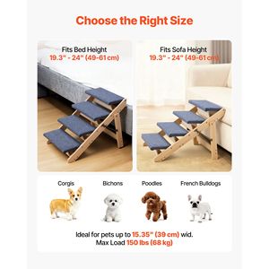 Scala per Animali Domestici a 4 Gradini in Legno e Schiuma, Design Stabile e Robusto, Capacità di Carico di 68 kg per Letti, Divani, Auto, Gatti e Cani - Product Image 2