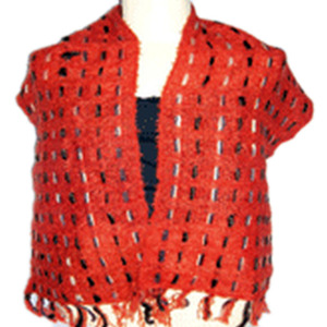 Women's <b>Red</b> Knitted Shawl With Geometric Pattern Lightweight Short <b>Scarf</b> For Daily Wear All Seasons - Product Image 1