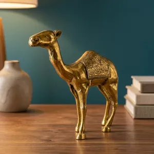 Figura de Camello de Latón Hecha a Mano, Escultura Decorativa de Dromedario, Estatua de Animal del Desierto Grabada en Metal, Adorno de Lujo para el Hogar - Product Image 4
