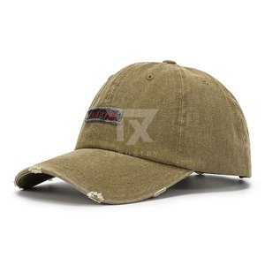 Custom Embroidery Logo High Quality Unstructured Baseball <b>Caps</b> Washed <b>Vintage</b> Distressed <b>Cap</b> 5 Panel Baseball <b>Cap</b> - Product Image 2