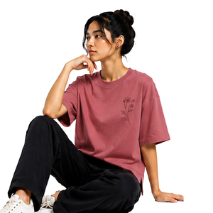 Custom Boxy Fit T Shirts for Women Heavy Cotton <b>Drop</b> Shoulder Short Sleeve Streetwear Tee OEM ODM Wholesale Clothing Manufacture - Product Image 5