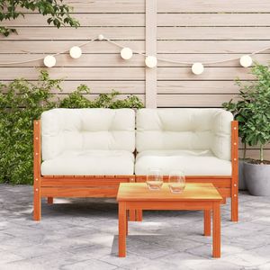 Canapé de jardin en résine marron et crème pour l'aménagement extérieur - Product Image 3