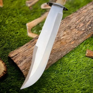 Couteau de camping Bowie en acier inoxydable de qualité industrielle, fait main, avec manche en corne et étui en cuir - Product Image 3