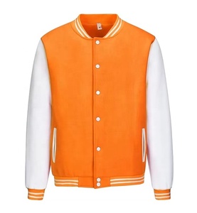 Veste de baseball universitaire personnalisée 100% polaire respirante brodée avec des lettres et des manches en cuir - Product Image 1