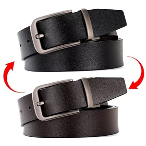 <b>Reversible</b> Genuine Leather <b>Belt</b> Cow Hide Solid Color Pin Buckle Alloy Formal Men's <b>Belt</b> - Product Image 5
