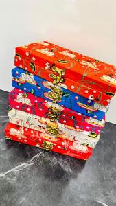 Handcrafted Pichwai Print Fabric Utility <b>Gift</b> <b>Box</b> Set Vibrant Decorative Wooden Jewelry Organizer Cases Golden Metal Clasp Lock - Product Image 3