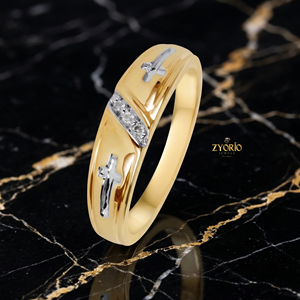 Luxury Cross Design Diamond <b>Ring</b> 14K 18K Yellow Gold Religious Band Lab Grown Diamond Men Women Wedding Faith Jewelry - Product Image 2