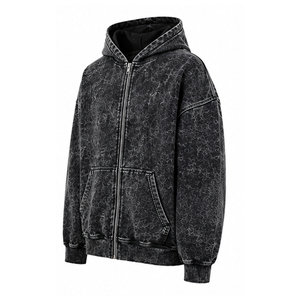 Vente en gros de sweats à capuche vintage délavés à l'acide, unisexes, pour hommes et femmes, en molleton épais, streetwear, avec broderie personnalisée, fabricant de sweats à capuche - Product Image 2