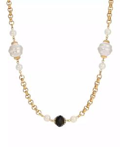 Collana con Perle Finte Coltivate e Perline Jet |   2028 - Product Image 1