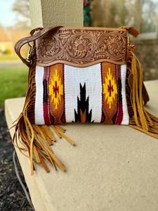 2026 New Arrival Unique Design Hand Tooled Fringe Saddle <b>Blanket</b> Sling Bag Bohemian Stylish Unisex Genuine Valentine's Day - Product Image 1