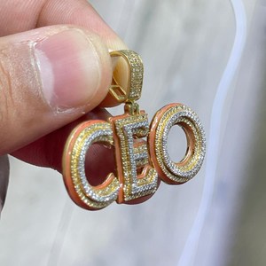 Pendentif Lettre Personnalisé Plaqué Or 14K Alliage Diamants Moissanite VVS Bijou Hip Hop Unisexe Cadeau - Product Image 3