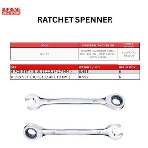 Jeu de clés à cliquet jeu de clés mixtes tailles métriques 6mm à 32mm conception elliptique outil à main finition satinée entièrement polie - Product Image 3