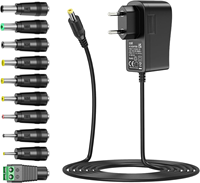 Alimentation électrique 12V 2A, adaptateur secteur universel AC/DC avec 10 prises DC pour appareils électroniques 12V, bandes LED, caméras CCTV, routeurs