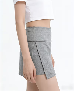 Ribbed Knit Mini Skirt for Women High Waist Casual Stretch Skater Skirt Washable Anti Pilling Spring Fall - Product Image 6