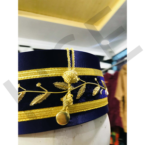 <b>Red</b> Masonic Hat with Gold Trim and Embroidered Cross - Product Image 5
