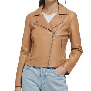 Veste d'hiver pour femme en cuir véritable, teinte unie, col montant, fermeture éclair, toutes tailles, luxe, design personnalisé, nouveau style - Product Image 4