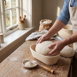Bread Banneton Proofing Basket Handmade Rattan Bread Rising Bowl with Linen Liner for Artisan Sourdough Baking - Product Image 4