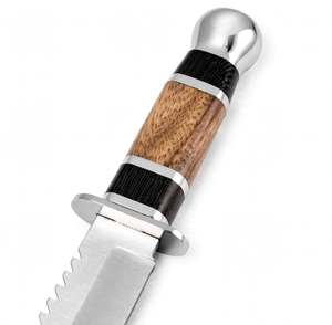 Herramienta de corte multiusos para exteriores de acero inoxidable hecha a mano con mango de madera apilada - Product Image 3
