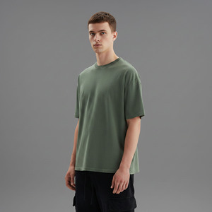 Top premium quality 100% cotton oversized men's t-shirt drop shoulder short-sleeve solid custom logo baggy fit t-shirt for man - Product Image 5