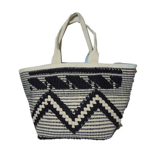 Sac messager pour femme en toile de coton réutilisable grande capacité, motif géométrique, fermeture éclair portable, logo personnalisé, écologique - Product Image 1