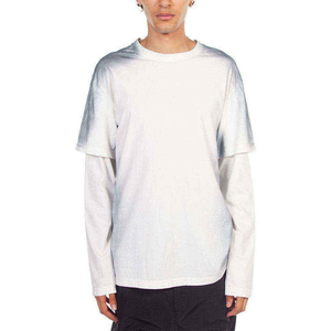 เสื้อยืดคุณภาพดีสั่งทำพิเศษสไตล์วินเทจสองชั้น ผู้ผลิต OEM แบบเรียบด้านหน้า แต่งลายขาดๆ แบบดิจิทัล พิมพ์ลายขนาดใหญ่ แขนยาว - Product Image 2