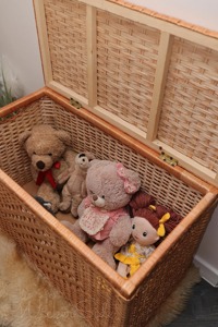 Wicker <b>Storage</b> <b>Trunk</b> <b>Box</b> Rectangular 80x65x38cm With Lid Multifunctional Clothing Organizer Bamboo Woven Minimalist Design - Product Image 6