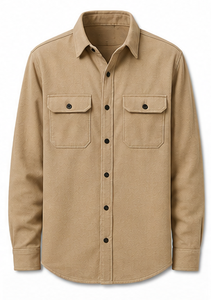 เสื้อเชิ้ตแขนยาวลำลองสำหรับผู้ชาย คอปกพับได้ แขนยาวเต็มตัว ผ้าฝ้าย - Product Image 1