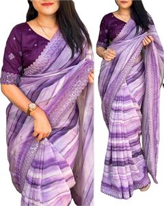 Beach Party spécial taille parfaite et belle couleur fantaisie coupe bordure travail poids léger haute qualité soie saris taux de gros - Product Image 1