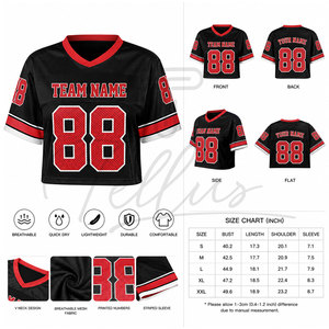 Camiseta de fútbol americano oversize personalizada de moda urbana para mujer, camiseta corta de malla holgada, camisetas de fútbol americano personalizadas para mujer - Product Image 5