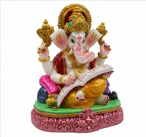 Sculpture de Ganesha en résine blanche polie Sulfax Trading, artisanat traditionnel, décoration religieuse pour la maison, le bureau, le temple, la table, Diwali - Product Image 1