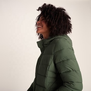 Chaqueta Acolchada Verde Oliva para Mujer, Abrigo Largo con Capucha para Uso Casual al Aire Libre, Chaqueta Larga de Plumón para Mujer - Product Image 5