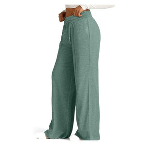 Pantalon de survêtement pour femme, dernière collection, coupe droite, taille mi-haute, cordon de serrage avant, 100% coton molletonné, respirant et écologique - Product Image 6