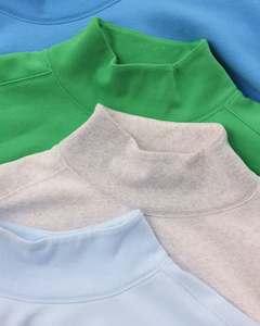 Sweat-shirt surdimensionné en coton côtelé avec logo personnalisé imprimé à l'écran, haut décontracté à col montant pour femme - Product Image 3