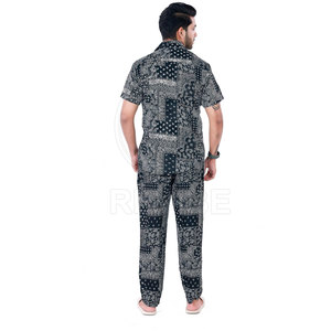 Vêtements de nuit pour hommes, combinaison de sommeil décontractée, confortable, douce au toucher, tissu respirant - Product Image 5